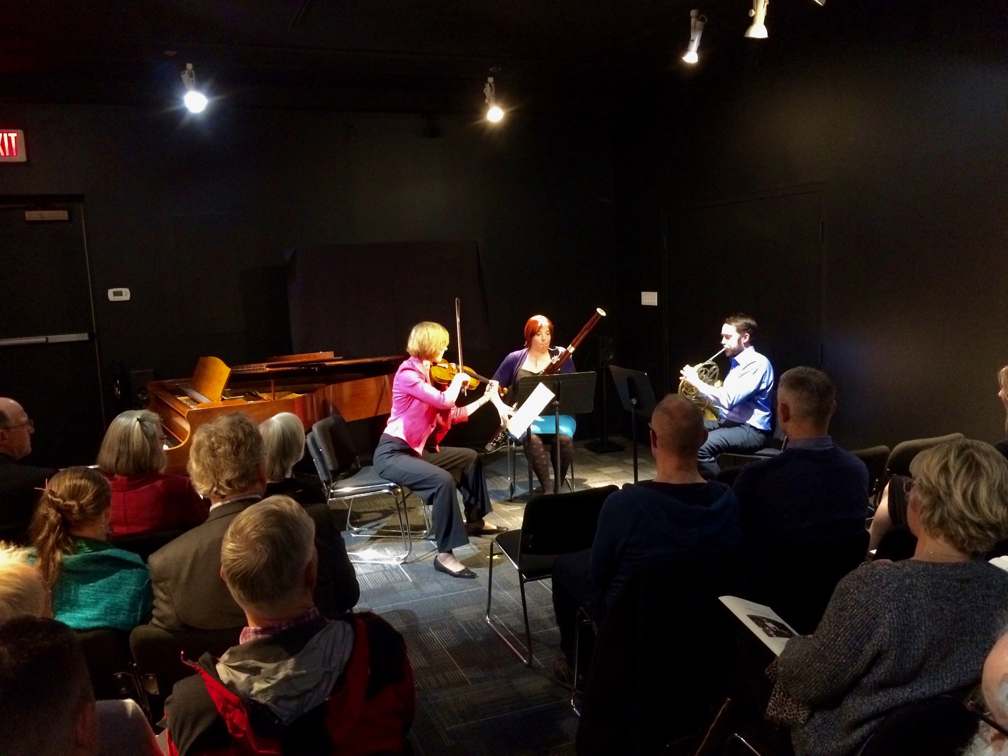 Joan Blackman, Violin, Gwen Seaton, bassoon, and Nicholas Anderson, french horn
